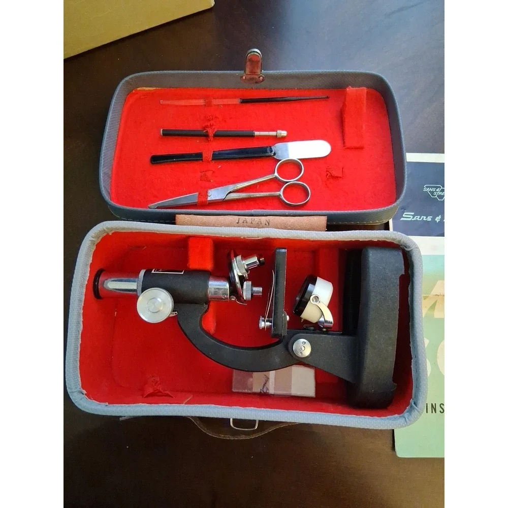 Vintage Sans & Streiffe Vintage Microscope in Original Case With Tools!
